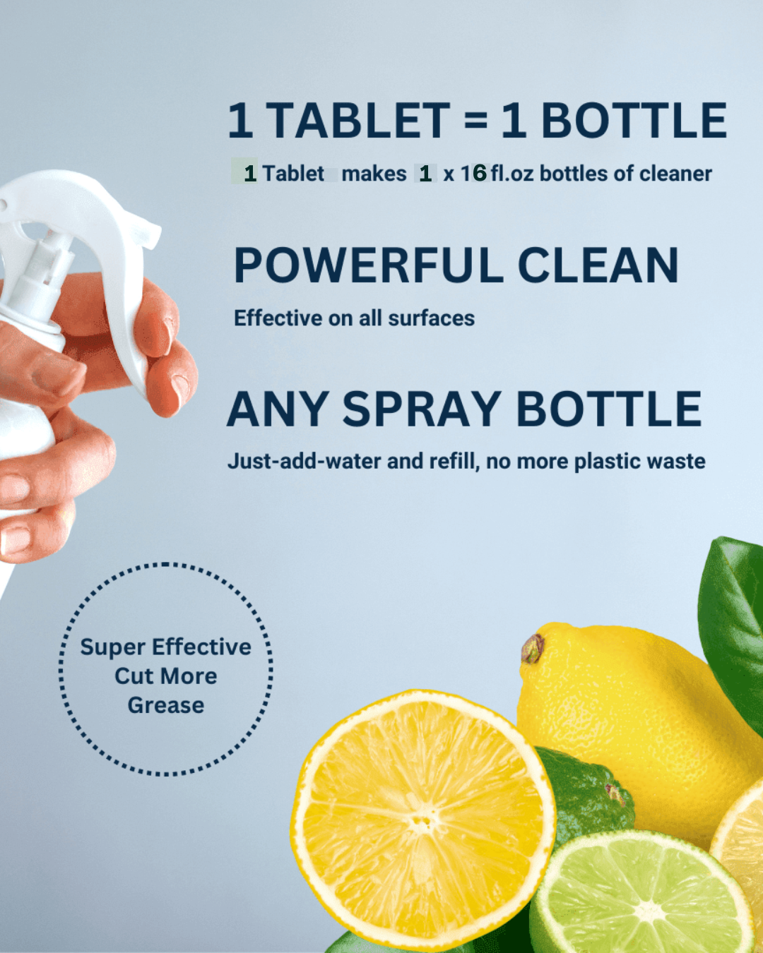 Tableta Limpiadora Multisuperficie – Flowcheer (16oz) (PACK 3)