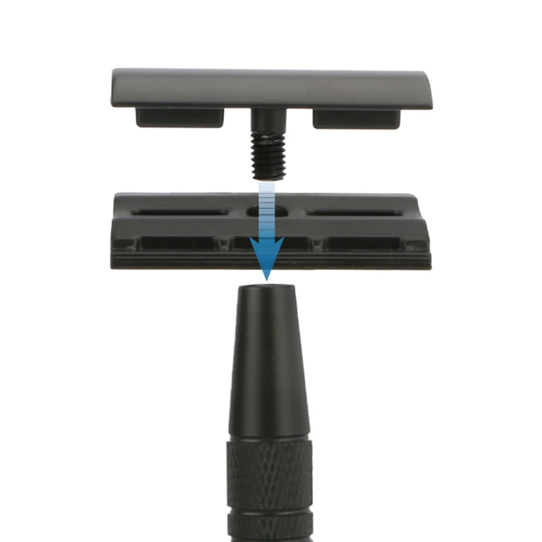 Double Edge Safety Razor Metallic Black – Afeitadora Clásica de Doble Filo