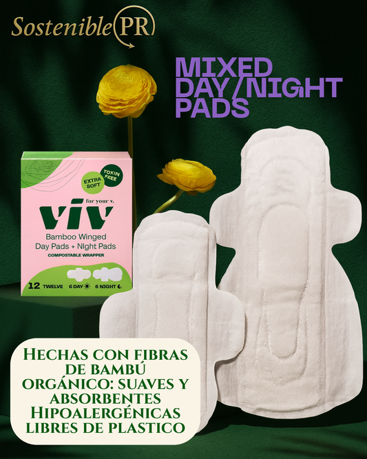 Toallas Sanitarias Biodegradables – Mixed Pads (6 Day + 6 Night) – V FOR YOUR V
