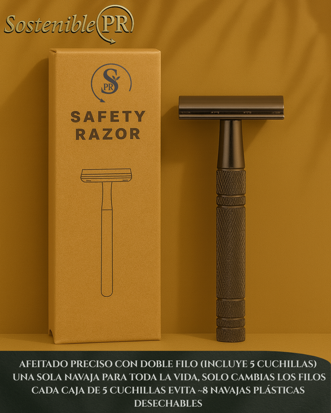 Double Edge Safety Razor Metallic Black – Afeitadora Clásica de Doble Filo