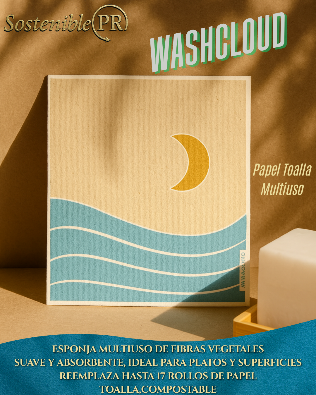 WASHCLOUD® – Papel Toalla de Cocina (reemplaza 17 rollos de papel toalla)