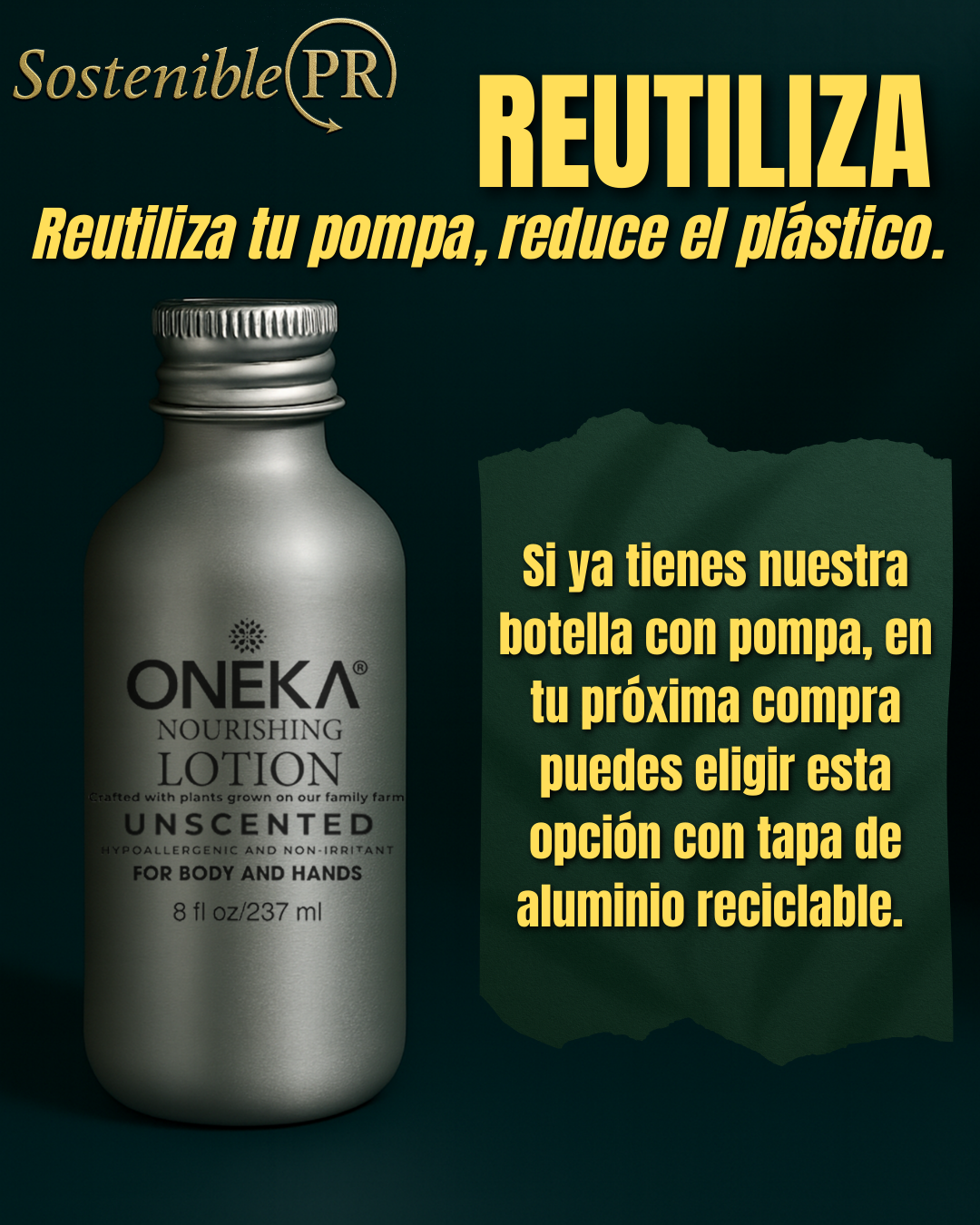 Oneka Body Lotion – Unscented (8oz Recyclable Bottle)