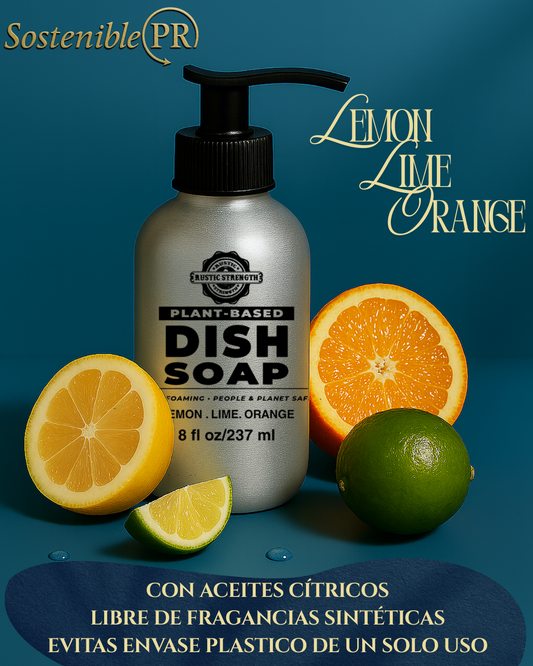 Jabón Líquido de Fregar A Base De Plantas -Lemon.Lime.Orange (8oz) Rustic Strenght