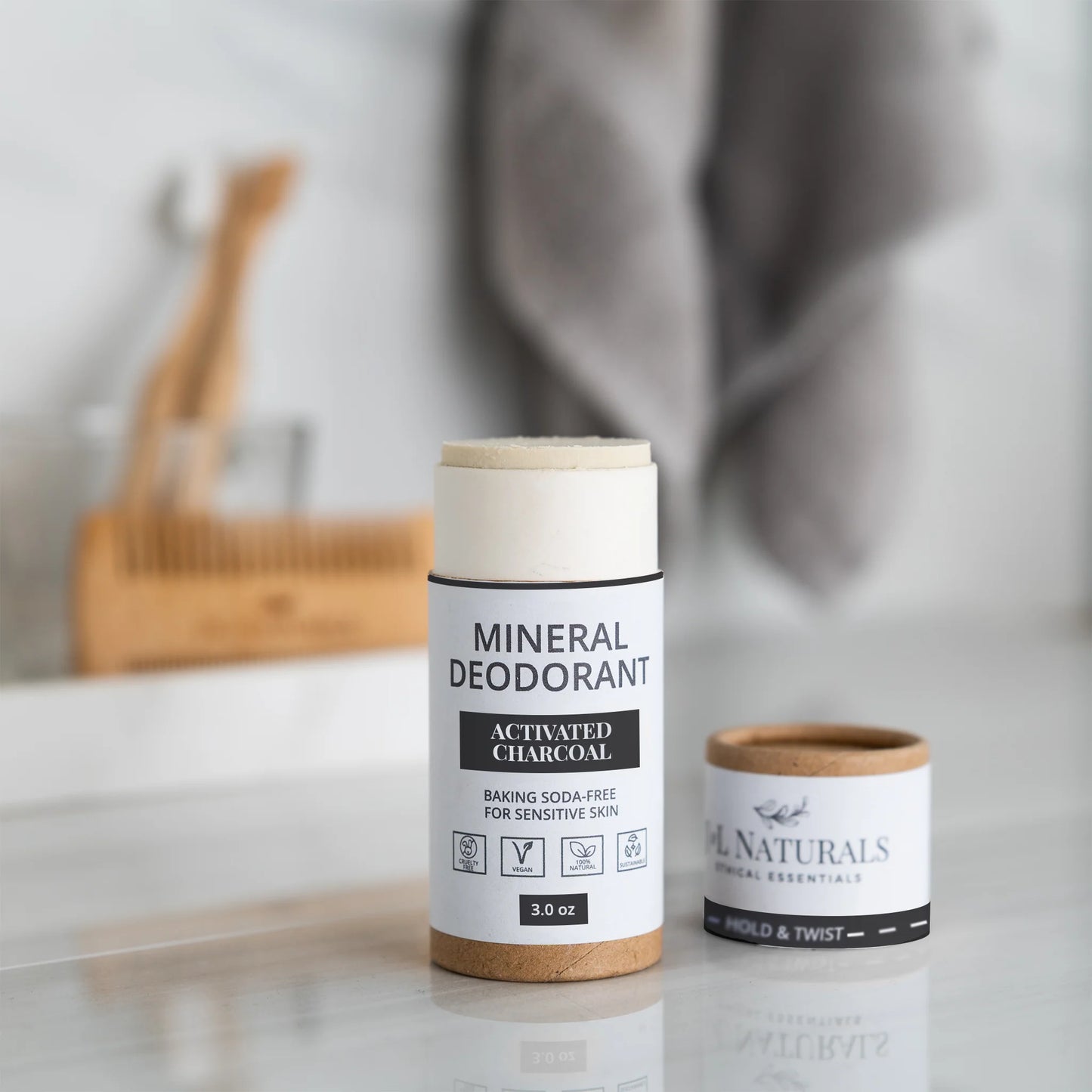 Desodorante Natural Sin Aluminio con Carbon Activado Extra Protección J&L NATURALS (3oz)